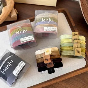 High Elastic Seamless Hair Ties For Women Labeled Thick Fabric Hair Ropes Simple Ribbed Ponytail Holders Hair Accessory