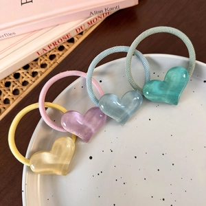 Élastique à Cheveux Cœur en Résine Mignon Style INS Polyvalent Support de Queue de Cheval Minimaliste Accessoires de Cheveux Femme