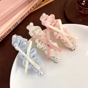 Douces Pinces à Cheveux Nœud en Maille de Dentelle Femmes Filles Élégant Ruban Vintage Français Clips Bec de Canard Accessoires