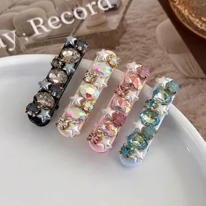 Korean Style Sweet Star Rhinestone Hair Clip Alloy Jewelry Duckbill Clip Colorful Crystal Faux Artificial Pearl Hair Accessories For Women Party Daily Headwear