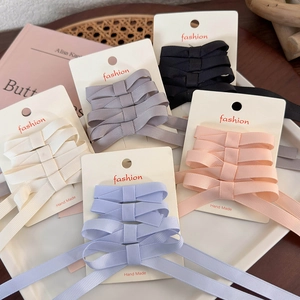 5-color set of ballet-style ribbon bow hair clips on fashion handmade display cards