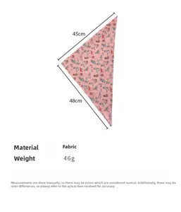Detailed size specifications for pink cartoon dog bandana showing 45cm and 48cm dimensions