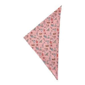 Pink triangular bandana with cute cartoon dog patterns, reversible summer headscarf for women