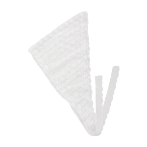 Pastel white lace triangle bandana featuring delicate hollow floral patterns for hair