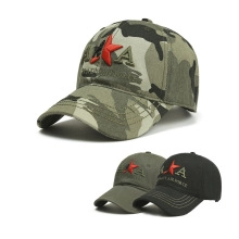 Detail of baseball cap featuring red star embroidery and Russian Air Force letters