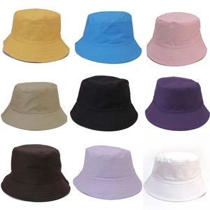 Unisex Cotton Reversible Bucket Hat Solid Color Double Sided Sun Protection Outdoor Casual Foldable Sun Hat For Men Women