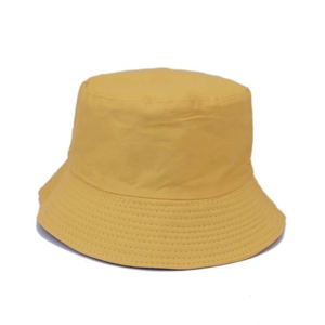 Bright yellow minimalist cotton sun bucket hat for outdoor leisure with reinforced brim