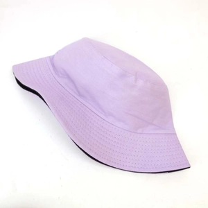 Detailed view of the lavender cotton sun hat showing reinforced brim stitching and fabric