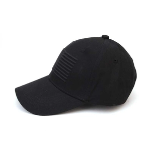 Classic black baseball cap with premium embroidered flag design for sun protection