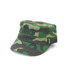 Classic jungle camouflage flat top cadet cap made of durable cotton canvas for outdoors
