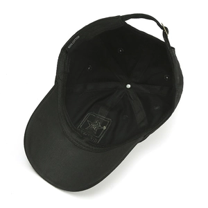 Classic black cotton baseball cap with adjustable metal buckle and breathable interior