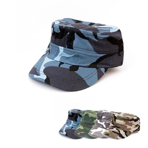 Camouflage Flat Top Military Hat For Men Outdoor Sun Protection Breathable Cotton Blend Cadet Cap For Hiking Travel Casual Leisure