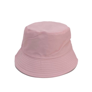 Minimalist plain pink cotton bucket hat with parallel reinforced stitching for sun protection