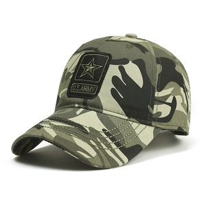 U.S. Army camouflage baseball cap with embroidered five-point star and military patch