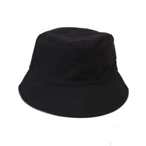 Detail of classic black cotton bucket hat with premium stitching on wide brim