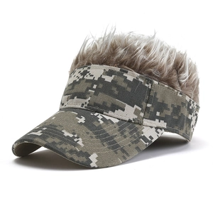 Casquette de baseball camouflage avec faux cheveux gris pour homme et femme protection solaire