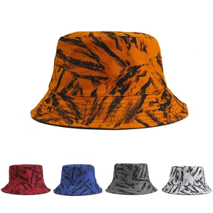Unisex Fashion Brush Stroke Printed Bucket Hat Cotton Casual Outdoor Sun Shade Fisherman Cap Foldable Beach Travel Hat