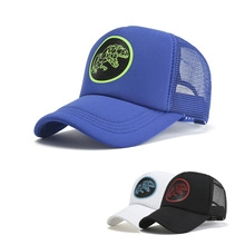 Detail of breathable mesh camouflage tactical caps with animal embroidery patches