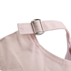 Pink cotton baseball cap featuring adjustable silver metal buckle and strap details