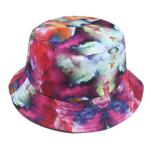 Colorful tie-dye bucket hat with abstract artistic print for men and women