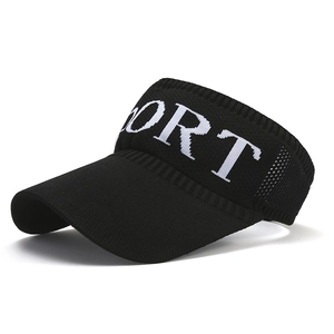 Damen Sommer Gestrickte Polyester Sonnenblende Hut Sport Buchstaben Leeres Top Sonnenschutz Outdoor Tennis Laufen Faltbar