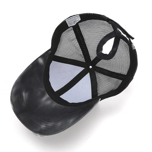 Internal view of tie-dye baseball cap with breathable mesh and ponytail opening design