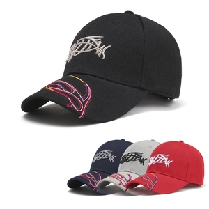 Outdoor 3D Fish Bone Embroidered Baseball Cap For Men Women Casual Adjustable Acrylic Fabric Sun Protection Camouflage Sport Hat