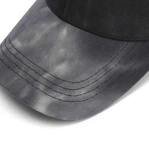 Unisex tie-dye gradient baseball cap featuring black and gray cotton twill fabric