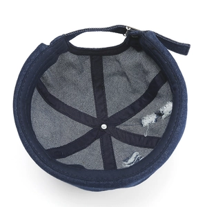 Bonnet docker rétro en denim bleu foncé pour homme avec boucle en métal réglable