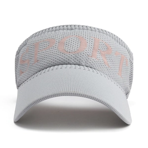Damen Strick-Sonnenvisier in Grau mit pinkfarbenem SPORT-Schriftzug für Outdoor-Sport