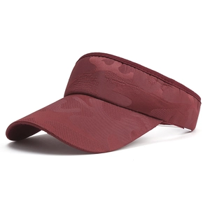 Deep burgundy camo jacquard sun visor hat with wide brim for outdoor sports and activities