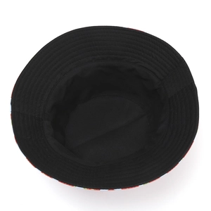 Double-sided sun hat featuring fresh strawberry prints and a versatile black inner lining