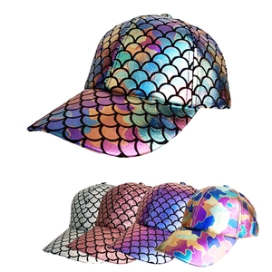 Iridescent Mermaid Fish Scale Baseball Cap Laser Holographic Hip Hop Hat Adjustable Outdoor Sunshade Snapback For Men Women