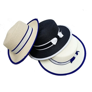 Damen Kinder Vintage Strohhut Flacher Kopf Schleife Band Sommer Sonnenschutz Strandhut Für Urlaub Casual Sonnenhut