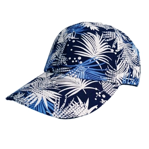 Lightweight navy tropical palm leaf print baseball cap for outdoor sun protection