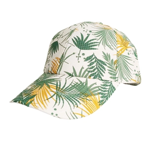 Lightweight baseball cap with tropical palm leaf pattern for summer sun protection
