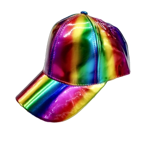 Casquette de baseball en cuir verni arc-en-ciel brillant avec finition métallique