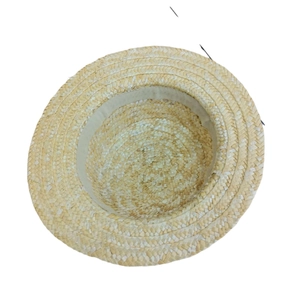 Chapeau de paille tressé de style canotier avec calotte plate et bandeau anti-sueur interne