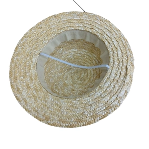 Chapeau de soleil tressé avec mentonnière élastique réglable et bandeau beige