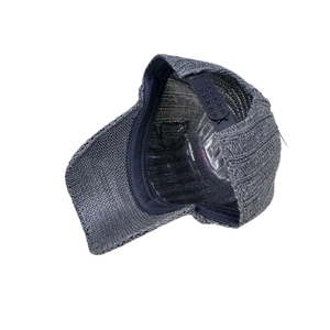 Detail view of the breathable mesh structure and adjustable snap closure on baseball cap