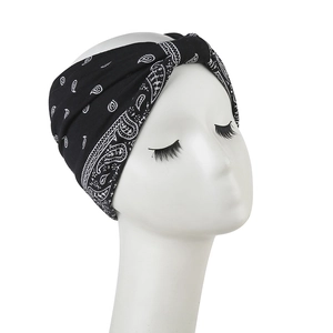 Diadema de Algodón con Estampado de Paisley para Mujer Bandana Elástica Nudo Retorcido para Deporte Fitness Yoga Hip Hop Vintage
