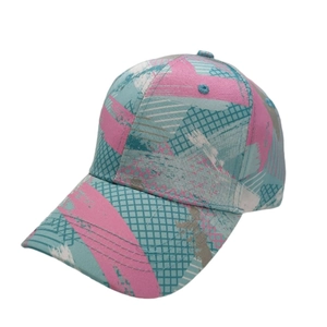 Unisex colorful tie-dye baseball cap with pink and cyan abstract graffiti patterns