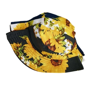 Chapeau bob pliable pour femme avec imprimé tournesol pour protection solaire