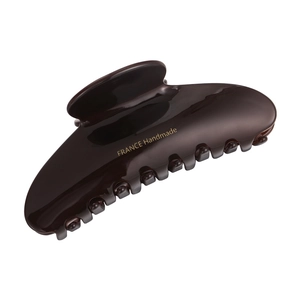 Deep coffee brown acetate shark hair claw clip with gold France Handmade lettering