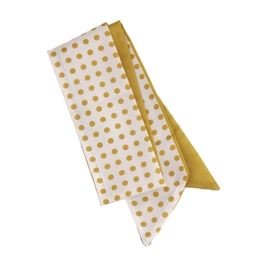 Yellow polka dot narrow silk scarf and hair tie with double-sided ginger yellow design