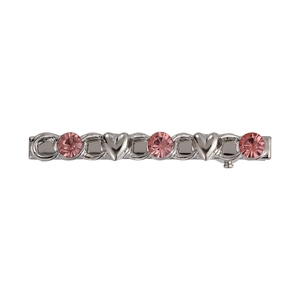 Pink rhinestone heart and star metal hair clip for women with sweet silver finish