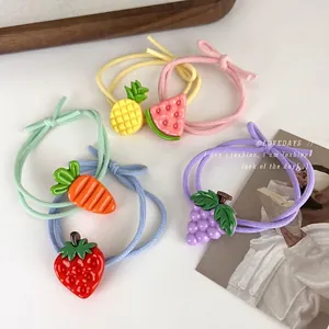 Lot d'élastiques à cheveux mignons avec breloques de fraise et pastèque colorées