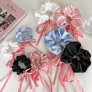 Lot de chouchous élégants en satin avec rubans pour coiffures de style français
