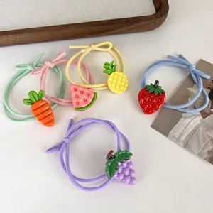 Lot d'élastiques à cheveux mignons avec fraise pastèque et breloques en résine
