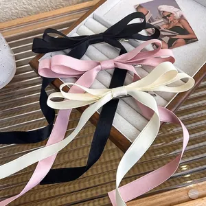 Pinza para el Cabello con Lazo de Satén Elegante con Cintas Largas Estilo Francés Horquillas de Cinta Dulce para Mujer